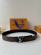 4.0 Width Lv Optic Double-Sided Belt Highlighting The Classic Monogram Pattern: