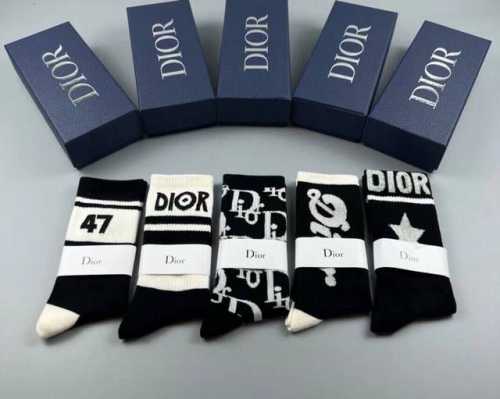 Special Dior women's mid-calf socks, box of five, made of pure cotton, soft and