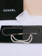 Ch Nel chain letter black leather waist chain The chain splicing design is full