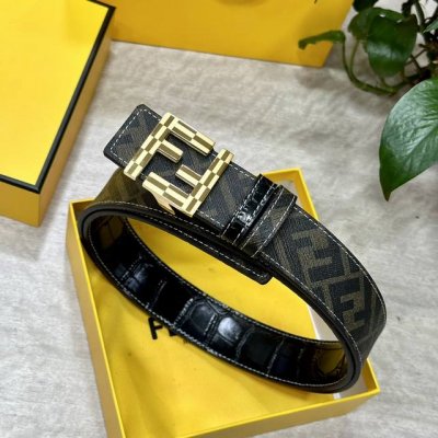 Fendi Same style as Fendi counters Width 4.0cm Double ring reversible belt Ff pr