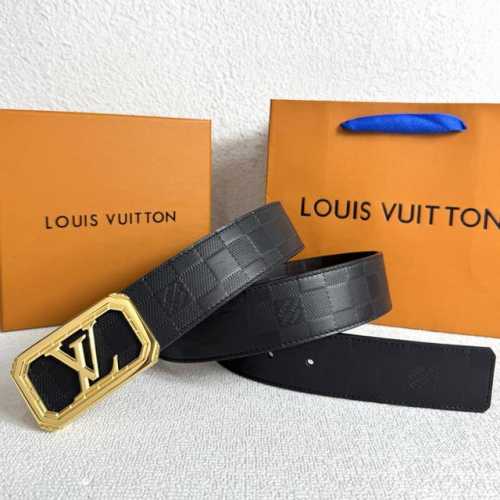 Louis Vuitton Stainless Steel Letter Buckle, 4.0cm Width, Men's Steel Buckle Bel