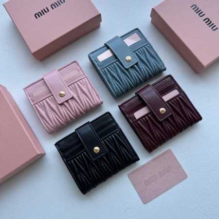 Color: Black, Pink, Blue, Red Size: 11X10 Miumiu Pure Leather Card Holder Super - Click Image to Close