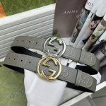 Special Gucciii Width: 4.0 Cm, Color: Gray. The Belt Body Features A Gray Genuin