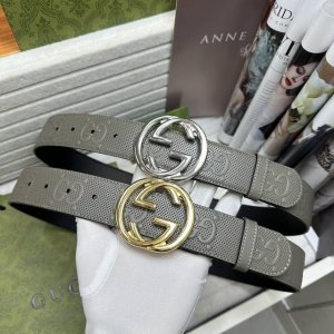 Special Gucciii Width: 4.0 Cm, Color: Gray. The Belt Body Features A Gray Genuin