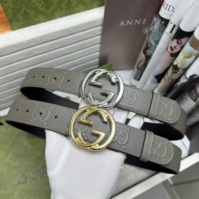 Special Gucciii Width: 4.0 Cm, Color: Gray. The Belt Body Features A Gray Genuin