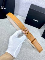 Width 3.0Cm Chanel Chanel Women's Classic Belt New Style Smooth Lined Frosted Co
