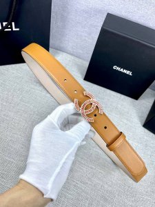 Width 3.0Cm Chanel Chanel Women's Classic Belt New Style Smooth Lined Frosted Co