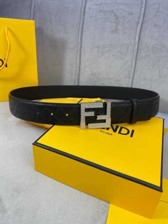 Width 4.0Cm Fendi This Plain Weave Belt Features A Double F-Shaped Buckle With D - Click Image to Close