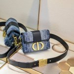 Denim-matching denim lining with a box. The Dio.R 30 Montaigne Mini Box is a bag