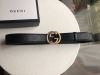 Gucci Signature men's exquisite double G embossed metal buckle black first layer