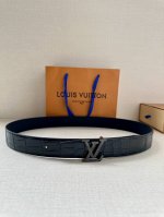 3.4 Wide This Lv Heritage Double-Sided Belt Is Made Of Embossed Crocodile Leathe