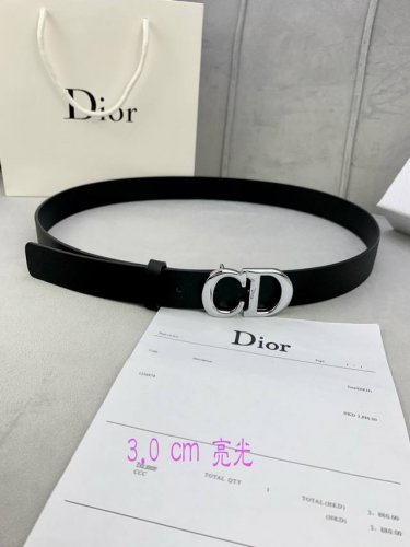 Width 3.0cm Dior's popular flat wireless belt Saddle imported calfskin belt with