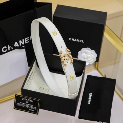 Chanel 24S Cc Pearl And Crystal White And Black Letter Logo Buckle Brass Metal C