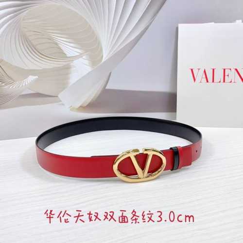 3.0Cm Valentino Double-Sided Striped Belt Double-Sided Top Layer Cowhide Leat