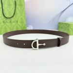 Gucci 3.0Cm belt, crafted from premium coffee-grain leather with a leather base,