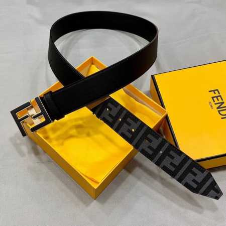 Fendi Fendi 38Mm Wide Belt With Logo Design. Original Ff Double-Layer Buckle, Ma - Click Image to Close