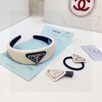 Special three-piece set with counter packaging Prada headband, hairband, hairpin