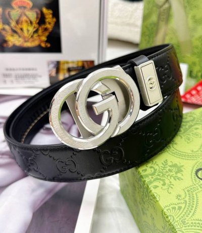 Belt: Gucci..Gu..Cci Automatic Buckle - Waist Belt: Top-Tier Authentic Replica E