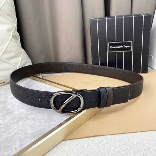 Zegna, Top-Grain Cowhide, Width 3.5 Cm, Official Website Synchronized, Pure Copp
