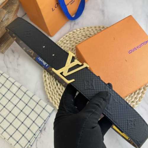 lv Men's Belt 38Mm Double-Sided Imported Leather Can Be Used On Both Sides Co