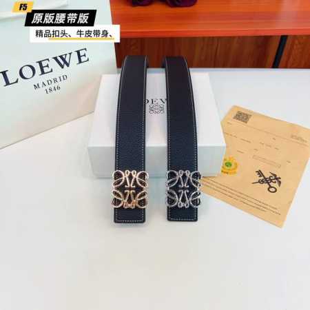 Original quality punched Brand: Loewe men's Color: Black Buckle: Gold and Silver - Click Image to Close