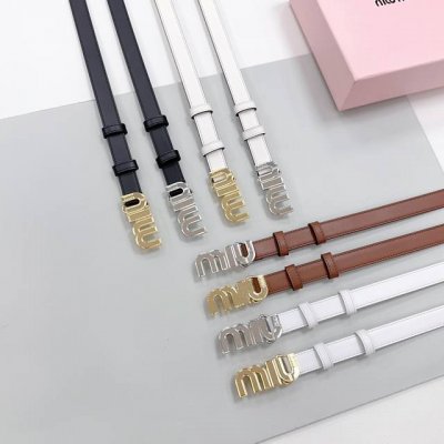 2.0 Cm Miu Miu New Waist Belt, Double-Sided Top-Grain Cowhide Leather, Length: 7