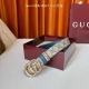 This Gucci 30mm belt features a soft Gg Supreme canvas on one side and blue cowh