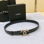 chanel 23P Cc Rhinestone Gold And Silver Imported Fetal Cowhide Belt 3.0Cm Ex