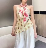 Lv X Tm Monogram Cherry Blossom. 18mm Premium Silk Double-Sided Monochrome Scarf