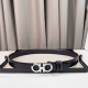 Ferragamo Belt, Double-Sided Genuine Leather, 3.5 Cm Adjustable, Authentic Hardw