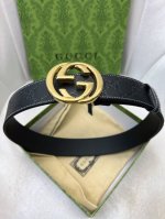 Gucci: Original embossed top-grain cowhide leather with a plain-grain bottom li