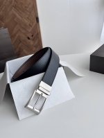 Bv latest men's flat belt double-sided double-sided Italian lychee calfskin with