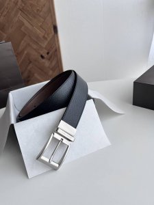 Bv latest men's flat belt double-sided double-sided Italian lychee calfskin with