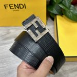 Fendi 38Mm Wide Double-Sided Genuine Calfskin Belt With Single Rhodium-Plated Bu