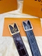 - with counter packaging Lv men's belt width 4.0cm imported stone grain cowhide