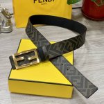 Fendi Official Store Same Style 4.0Cm Wide Double-Ring Reversible Belt With Ff S