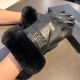 Prada's new 2025 Fall/Winter slippery rabbit fur sheepskin embroidered gloves f