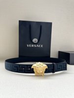 Width 3.8Cm Versace Fabric Belt With Jacquard Greca Pattern Comes With La Medusa