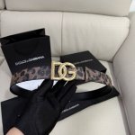 Dg, width 3.5Cm Dolce&Gabbana Leopard print Dauhine calfskin and calfskin double