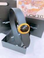 Yang ShulinSaint Laurent smooth leather cabochon buckle belt with oval cabochon
