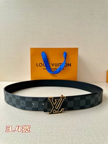 3.4 Width Lv Double-Sided Belt Crafted From Genuine Leather In A Modern Design,