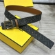 Fendi Fendi Store-Quality Belt, 4.0 Cm Wide, Double-Ring Reversible Belt With Ff