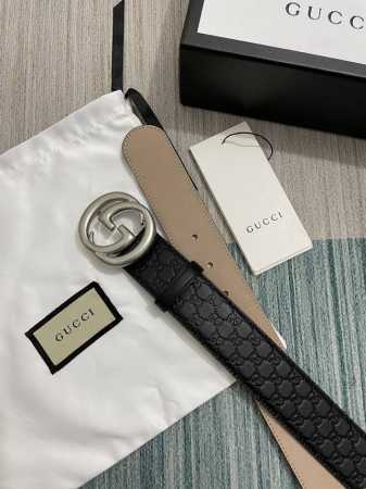 Gucci men's belt with complete gift box. Classic Gucci design, top-grain embosse - Click Image to Close