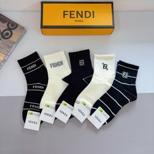 Box of 5 pairs (with packaging) - Fendi classic double-F mid-calf socks, pure c