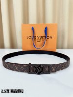 Louis Vuitton Damier check leather belt, 2.5cm wide premium brass buckle design