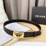 Prada. Top-Grain Cowhide, Width 3.5 Cm, Official Website Synchronized, Stainless