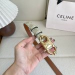 Special Celine Pig Nose Arc De Triomphe Buckle Women's Belt Yc White Flower Ital