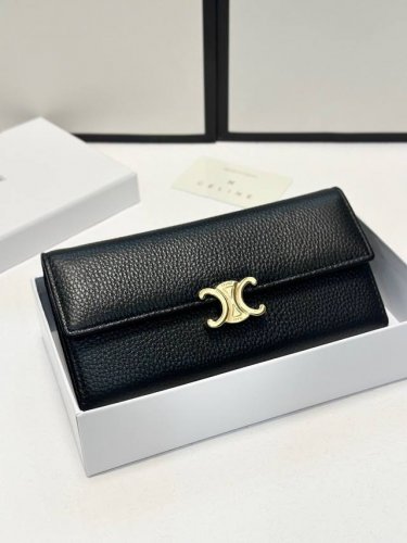 Color: Black Size: 19X10 Celine popular cowhide bi-fold wallet classic style fi