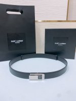 Sa Int Laurent Saint Laurent Women's Belt, Genuine Gold-Plated Buckle, Italian O