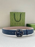 Band width 3.8cm Gucci interlocking double G original textured steel buckle belt